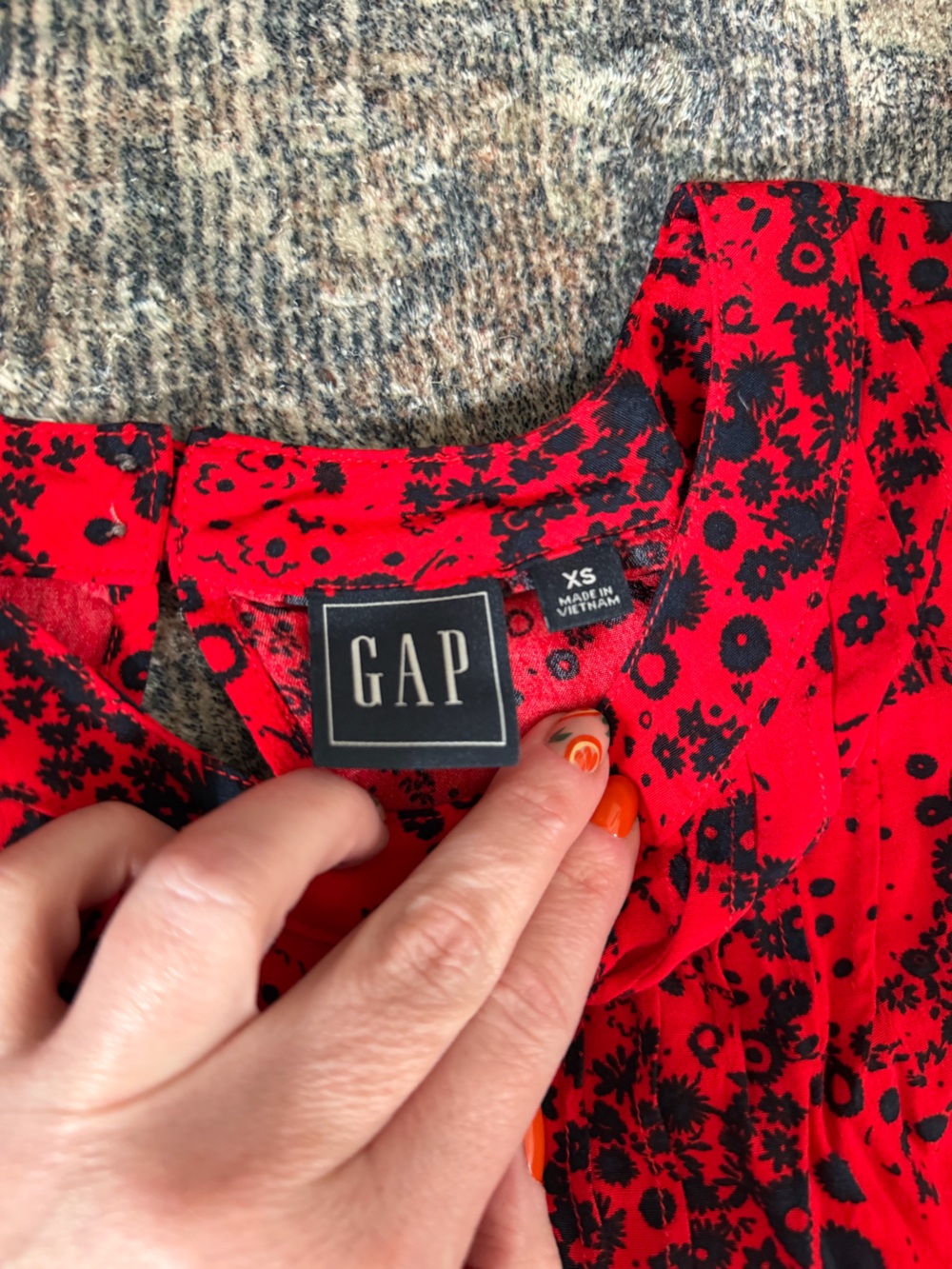 J. Crew Red and Black Floral Blouse